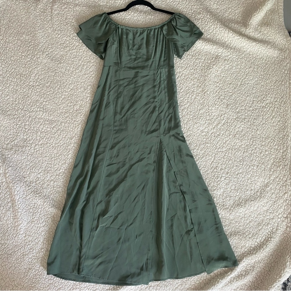 Green Maxi Dress with a Thigh Slit